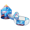 VEVOR 3 vienā bērnu rotaļu telts ar tuneli zēniem, meitenēm, mazuļiem un pirmsskolas vecuma bērniem, salokāma iekštelpu/āra rotaļu mājiņa ar pārnēsāšanas somu un stiprinājuma siksnām, raķetes dizains, karaliski zilā krāsā