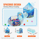 VEVOR 3 in 1 bērnu rotaļnamiņš ar tuneli un basketbola grozu, saliekams spēļu telts komplekts ar pārnēsājamo maisu, piemērots zēniem un meitenēm, lietošanai telpās un ārā, Blue Ocean