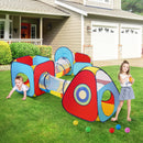 VEVOR 5-in-1 Bērnu Spēļu Telts ar Tuneli un Basketbola Grozu, Iekštelpu/Āra Pop-Up Spēļu Māja ar Pārnēsāšanas Somu un Siksnām, Sarkanā/Dzeltenā/Zilā Krāsā