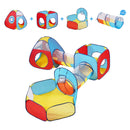 VEVOR 5-in-1 Bērnu Spēļu Telts ar Tuneli un Basketbola Grozu, Iekštelpu/Āra Pop-Up Spēļu Māja ar Pārnēsāšanas Somu un Siksnām, Sarkanā/Dzeltenā/Zilā Krāsā