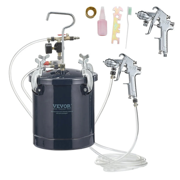 Krāsošanas spiedtvertne ar pistoli, 10 l gaisa spiedtvertne, 1,5 mm un 4 mm sprauslas, divas krāsošanas pistoles, piemērota rūpniecībai, mājas dekoram, arhitektūrai, būvniecībai un automašīnu krāsošanai, maksimālais spiediens 4,1 bar