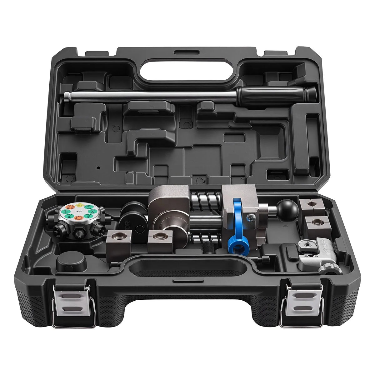 VEVOR profesionāls bremžu cauruļu atloka instruments, 45° dubultā un burbuļatloka komplekts 4,76 mm, 6,35 mm, 7,94 mm, 9,52 mm vara, alumīnija un plānsienu tērauda caurulēm - ZEMLETES.LV