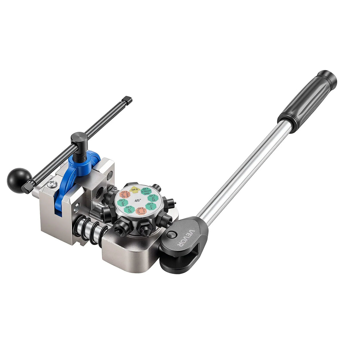 VEVOR profesionāls bremžu cauruļu atloka instruments, 45° dubultā un burbuļatloka komplekts 4,76 mm, 6,35 mm, 7,94 mm, 9,52 mm vara, alumīnija un plānsienu tērauda caurulēm - ZEMLETES.LV