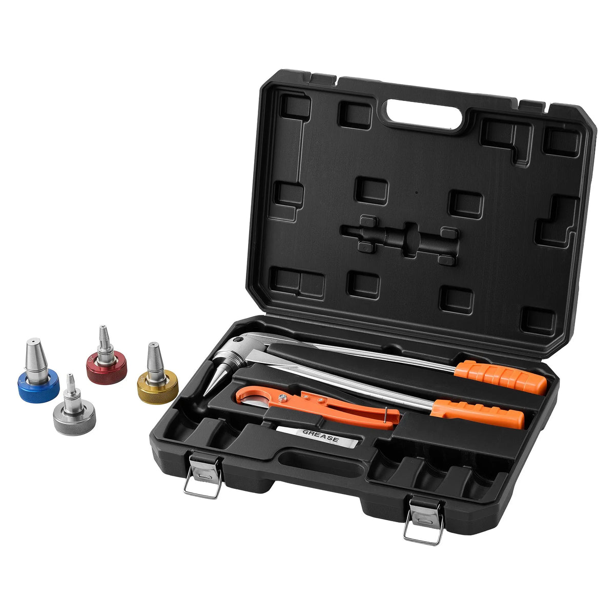 VEVOR PEX cauruļu izplešanas instrumentu komplekts, manuāls instruments 9,52–25,4 mm caurulēm, 4 uzgaļi, cauruļu griezis un instrumentu kaste apkures un ūdensapgādes sistēmām - ZEMLETES.LV