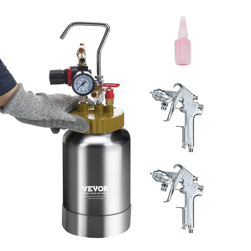 Krāsošanas spiedtvertne ar pistoli, 2 l viegla gaisa spiedtvertne, 1,8 mm sprausla, 3 m šļūtenes, piemērota mājas dekorēšanai, arhitektūrai, būvniecībai un automašīnu krāsošanai, maksimālais spiediens 3,1 bar