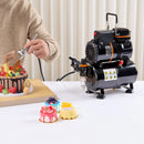 Gaisa ota, 0,3 mm un 0,5 mm divdarbības ar augšējo padevi, komplekts ar 2 ml, 7 ml un 12 ml vara trauciņiem un tīrīšanas piederumiem, piemērota modeļu, kūku, desertu un nagu mākslas krāsošanai