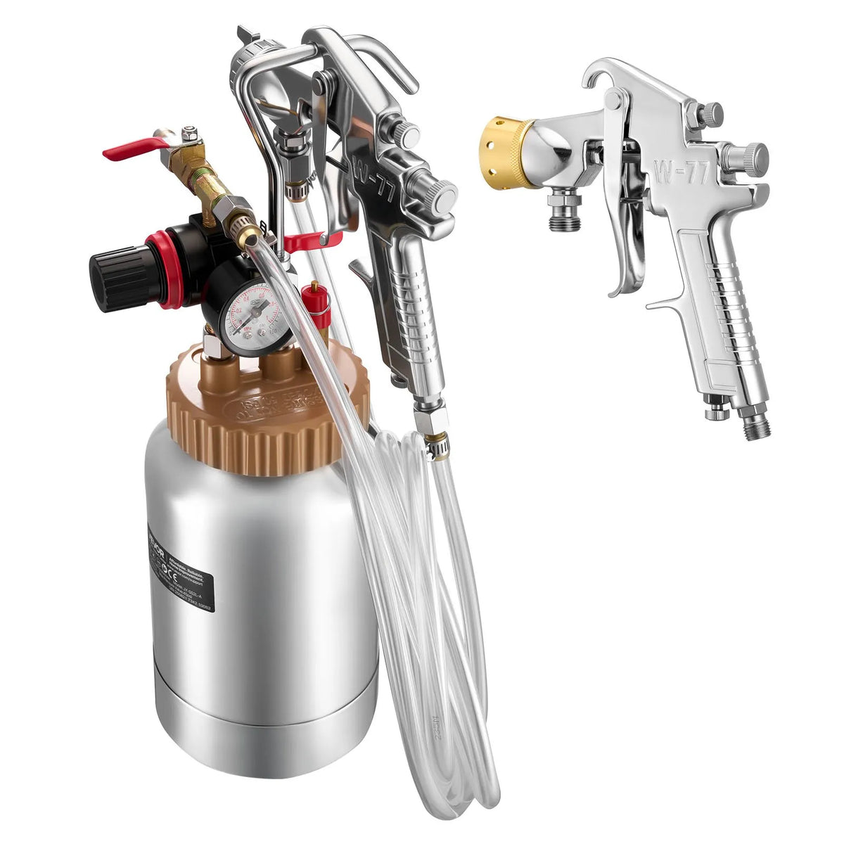 VEVOR 2 L Pressure Paint Tank with 2 Spray Guns, Pneumatic Painting System with 1.8 mm and 3 mm Nozzles, 2 x 3 m Hoses, for Furniture and Cars, 3 Adjustable Control Modes