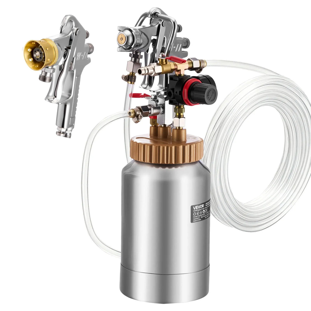 VEVOR 2 L Pressure Paint Tank with 2 Spray Guns, Pneumatic Painting System with 1.8 mm and 3 mm Nozzles, 2 x 3 m Hoses, for Furniture and Cars, 3 Adjustable Control Modes