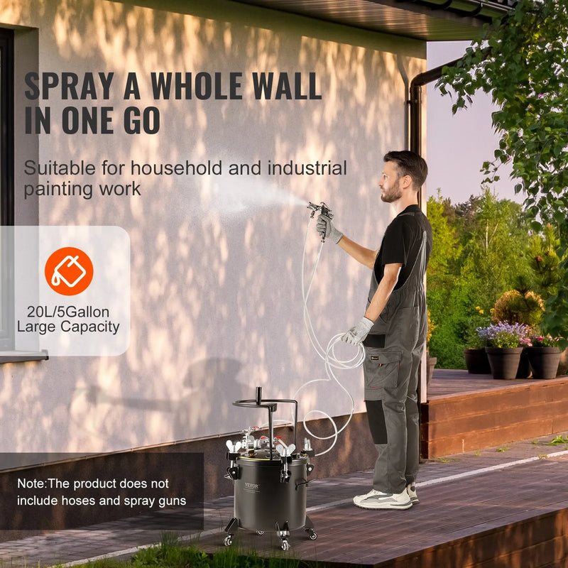 Krāsošanas spiedtvertnes tvertne 20 l ar ritentiņiem un noplūžu novēršanas hermētiķi