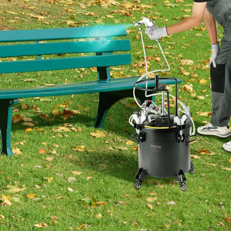 Krāsošanas spiedtvertnes tvertne 20 l ar ritentiņiem un noplūžu novēršanas hermētiķi