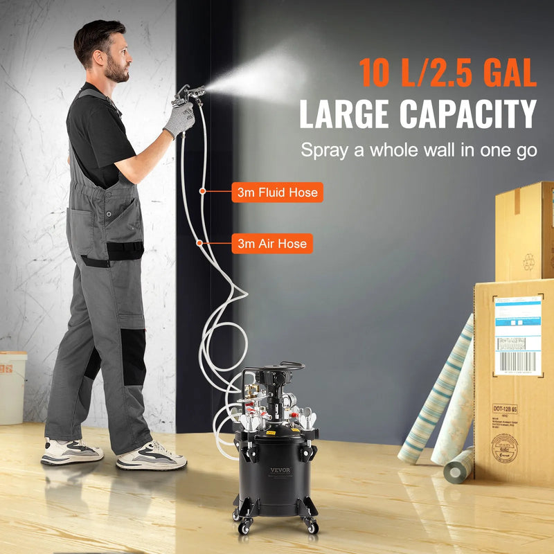 Krāsošanas spiedtvertne ar smidzināšanas funkciju, 10 L pilnībā automātiska maisīšana, 4,8 bar