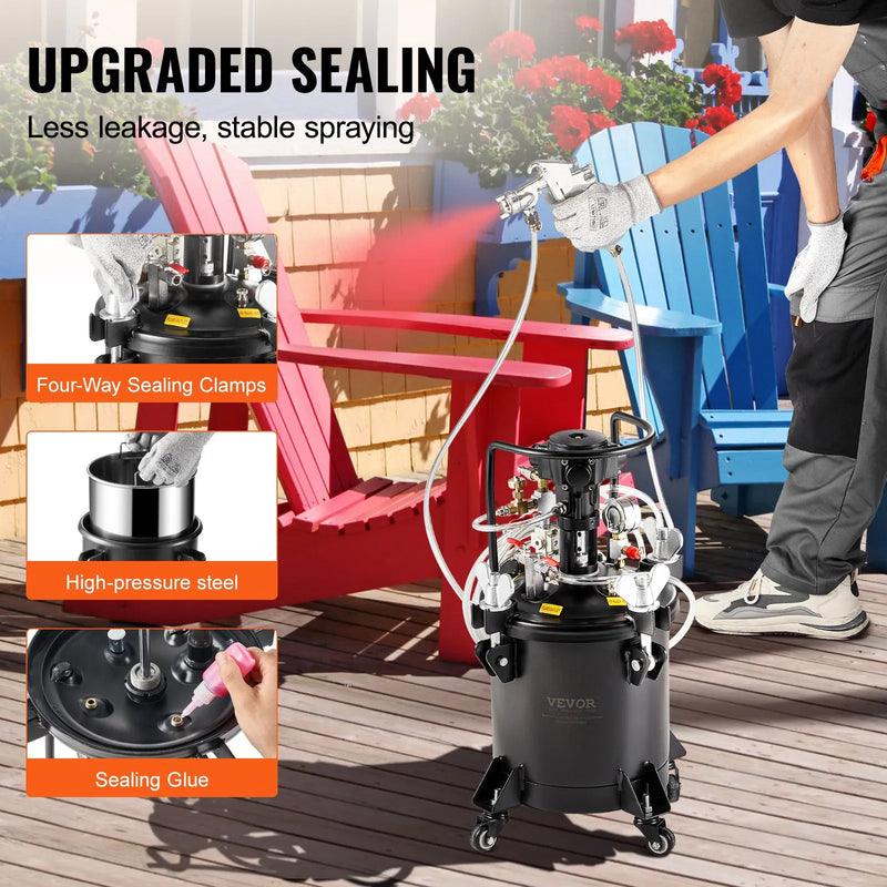 Krāsošanas spiedtvertne ar smidzināšanas funkciju, 10 L pilnībā automātiska maisīšana, 4,8 bar