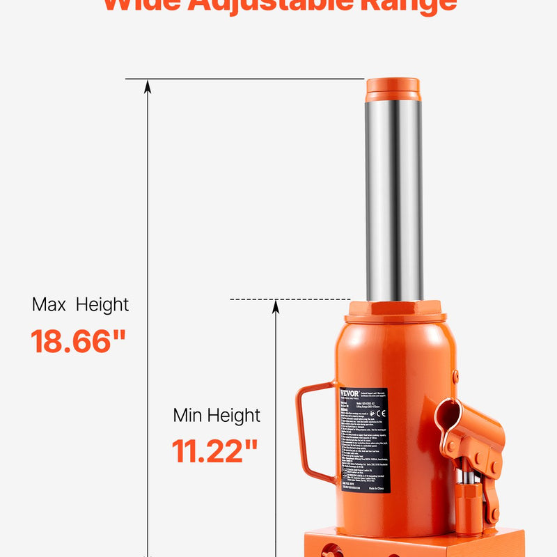 VEVOR Hidrauliskais pudeles domkrats 30 tonnas Manuāls augstais pacēlums automobiļu remonta darbnīcām