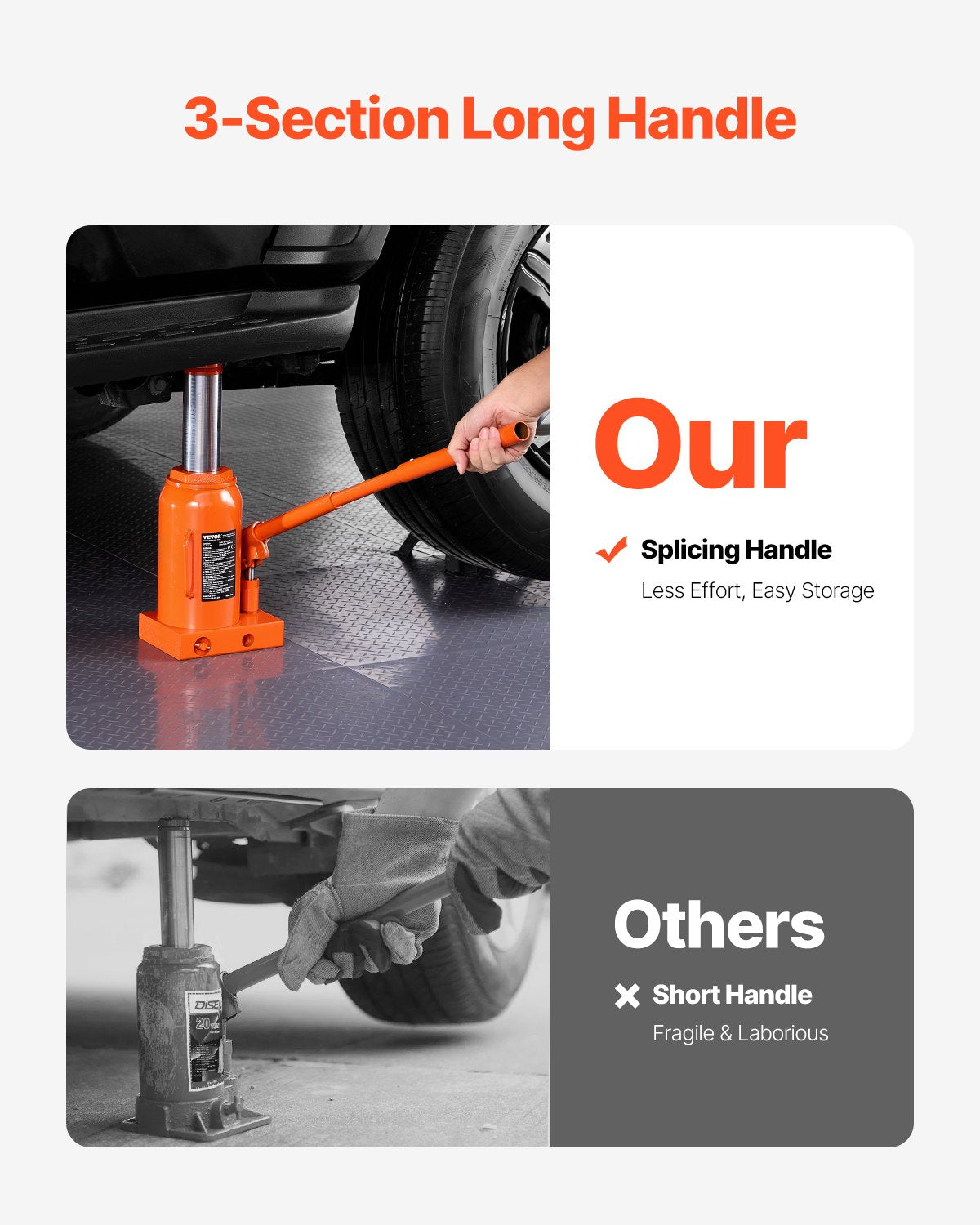 VEVOR Hydraulic Bottle Jack 30 Tonnes Manual High Lift for Car Repair Workshops