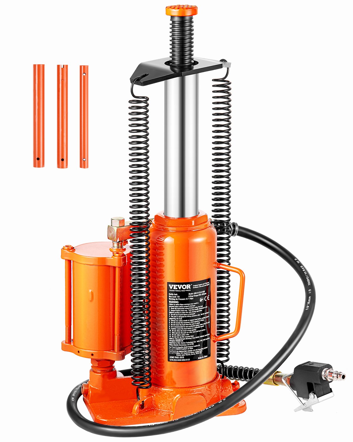 VEVOR Air Hydraulic Bottle Jack 12 Tonnes, Manual Hand Pump Car Repair Equipment