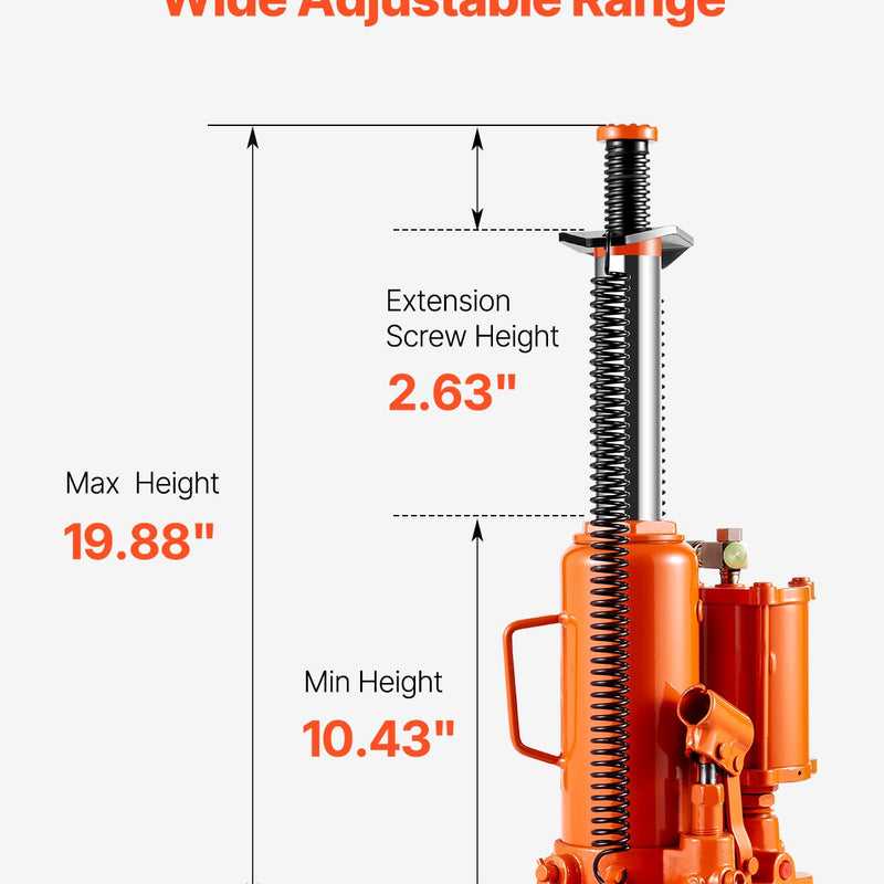VEVOR Gaisa hidrauliskais pudeles domkrats 12 tonnas, Manuālā rokas sūkņa automašīnu remonta iekārta
