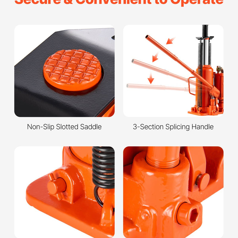 VEVOR Gaisa hidrauliskais pudeles domkrats 12 tonnas, Manuālā rokas sūkņa automašīnu remonta iekārta