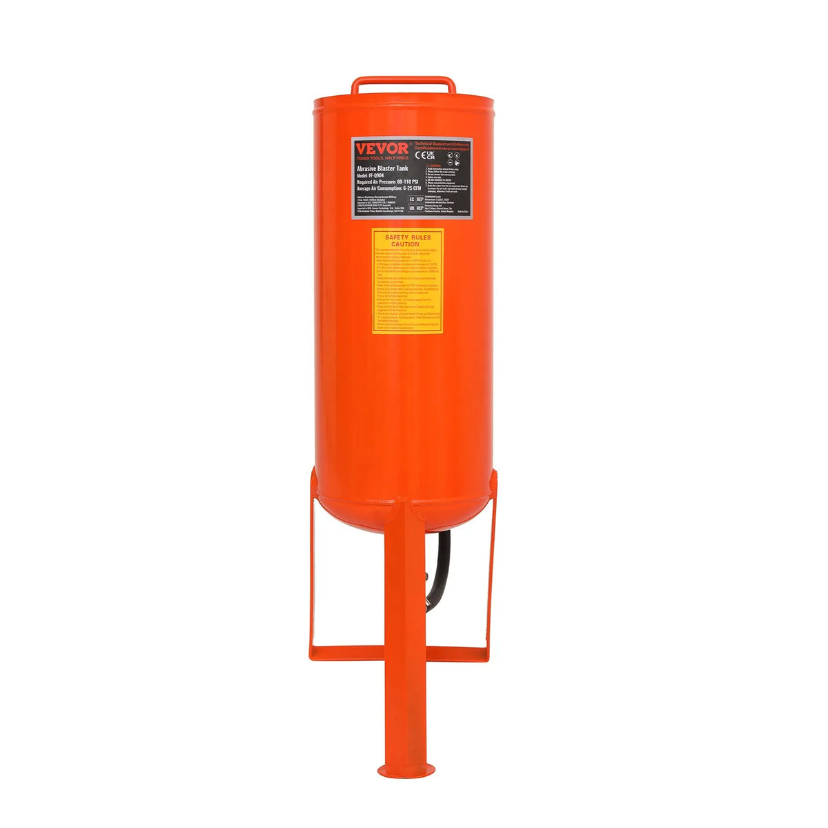 VEVOR 37,9 l smilšu strūklas iekārta, 4,1–7,6 bar, ar 2 uzgaļiem un 228,6 cm šļūteni - ZEMLETES.LV