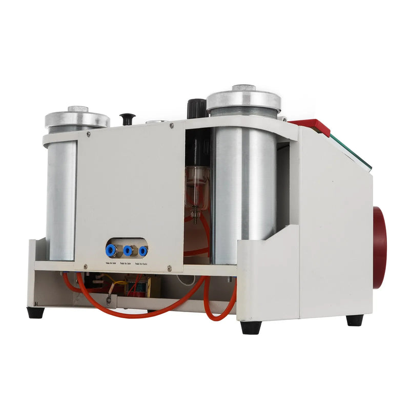 VEVOR zobu tehnikas smilšu strūklas iekārta ar 2 pildspalvām un 2 tvertnēm, zobu laboratorijas smilšu strūklas aparāts ar LED apgaismojumu, lielu skata logu un kājas pedāļa vadību zobu protēžu un restaurāciju apstrādei