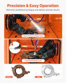 VEVOR 435 l smilšu strūklas kabīne no pastiprināta tērauda ar divu strūklas pistoļu komplektu, 117 l abrazīvā materiāla tvertni un 1200 W jaudīgu putekļu savācēju lielgabarīta detaļu rūsas noņemšanai un virsmu apdarei