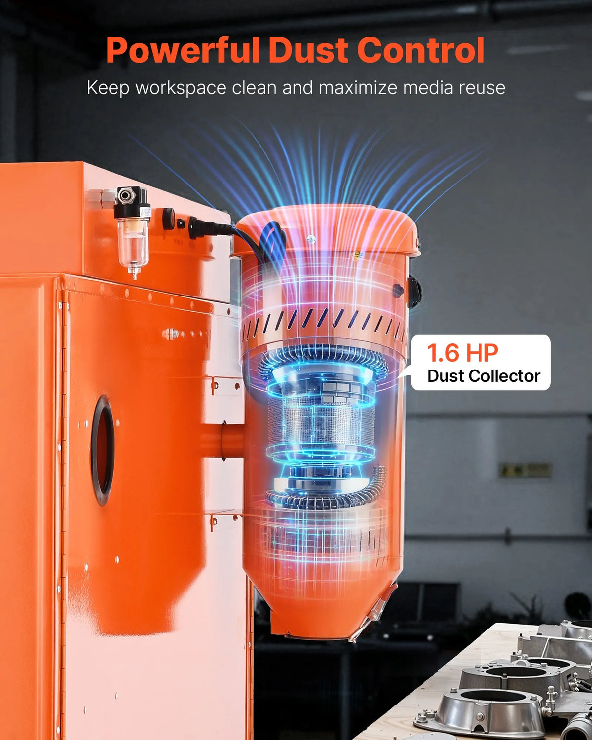 VEVOR Sandblasting Cabinet 435 l with 2 Guns, 117 l Abrasive Tank and 1200 W Dust Collector