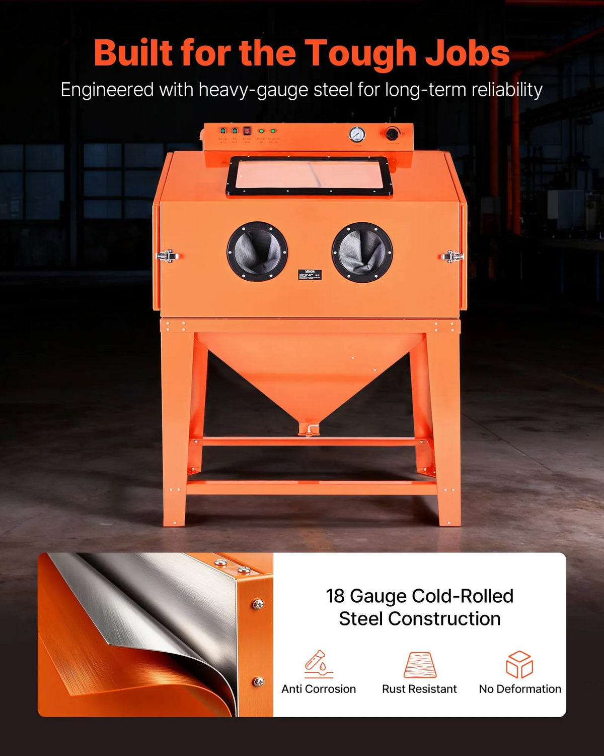 VEVOR Sandblasting Cabinet 435 l with 2 Guns, 117 l Abrasive Tank and 1200 W Dust Collector