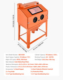 VEVOR 435 l smilšu strūklas kabīne no pastiprināta tērauda ar divu strūklas pistoļu komplektu, 117 l abrazīvā materiāla tvertni un 1200 W jaudīgu putekļu savācēju lielgabarīta detaļu rūsas noņemšanai un virsmu apdarei