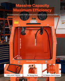 VEVOR 927 l smilšu strūklas kabīne ar spiedtvertni, pastiprināta tērauda konstrukcija uz riteņiem, 121 l abrazīvā materiāla tvertne un 1200 W jaudīgs putekļu savācējs lielgabarīta detaļu virsmu apstrādei