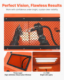 VEVOR 927 l smilšu strūklas kabīne ar spiedtvertni, pastiprināta tērauda konstrukcija uz riteņiem, 121 l abrazīvā materiāla tvertne un 1200 W jaudīgs putekļu savācējs lielgabarīta detaļu virsmu apstrādei