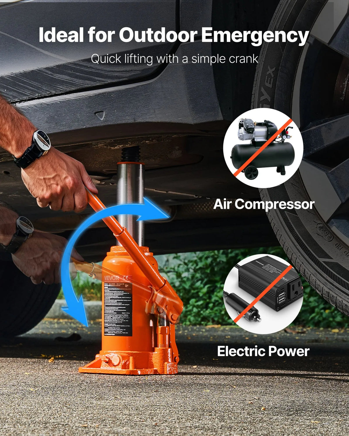 VEVOR Hydraulic Bottle Jack 20 t with Lifting Range 225–435 mm, Reinforced Welded Construction Jack for Cars, SUVs, Pickups, Auto Repair, Building Lifting and Agricultural Equipment, Orange
