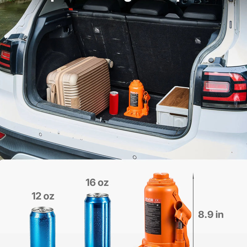 VEVOR hidrauliskais pudeles domkrats 20 t ar pacelšanas diapazonu 225–435 mm, pastiprinātas konstrukcijas metināts domkrats automašīnām, SUV, pikapiem, auto remontam, ēku pacelšanai un lauksaimniecības tehnikai, oranžs