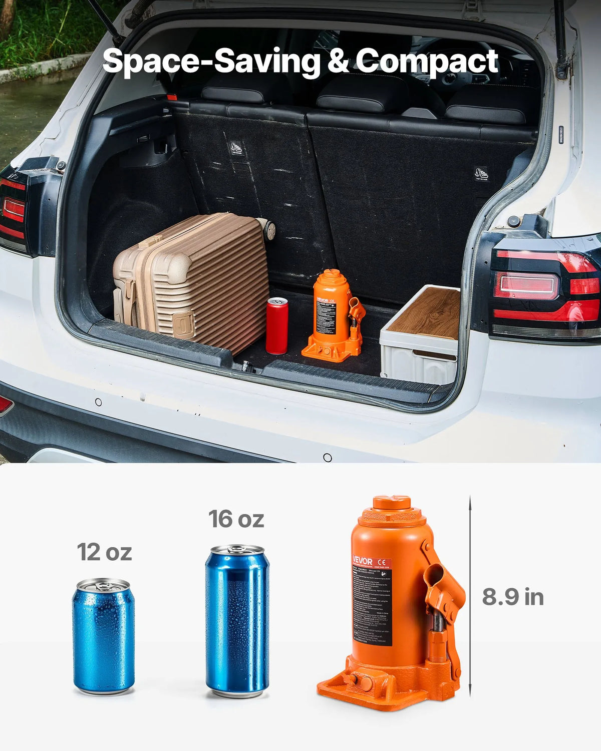 VEVOR Hydraulic Bottle Jack 20 t with Lifting Range 225–435 mm, Reinforced Welded Construction Jack for Cars, SUVs, Pickups, Auto Repair, Building Lifting and Agricultural Equipment, Orange