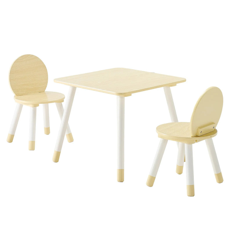 VEVOR bērnu galds ar 2 krēsliem, toddleru galds un krēslu komplekts ar apaļotu stūru dizainu un grafiti galda virsmu, koka galds mākslai, radošajām aktivitātēm, lasīšanai, mācībām un zīmēšanai, piemērots klasēm, bērnudārziem vai mājām, burlywood krāsā.