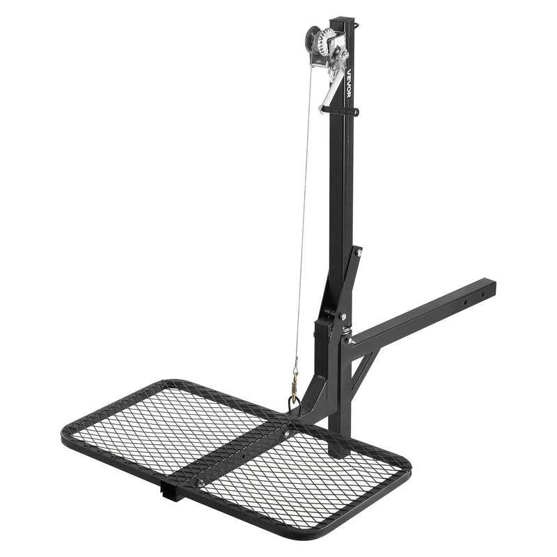 VEVOR piekabes medījuma pacēlājs ar platformu un vinčas sistēmu 136 kg, salokāms medījuma pacēlājs ar 360° rotējošu asi un 50 mm stiprinājumu medījuma pārvietošanai