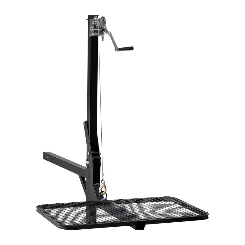 VEVOR piekabes medījuma pacēlājs ar platformu un vinčas sistēmu 136 kg, salokāms medījuma pacēlājs ar 360° rotējošu asi un 50 mm stiprinājumu medījuma pārvietošanai
