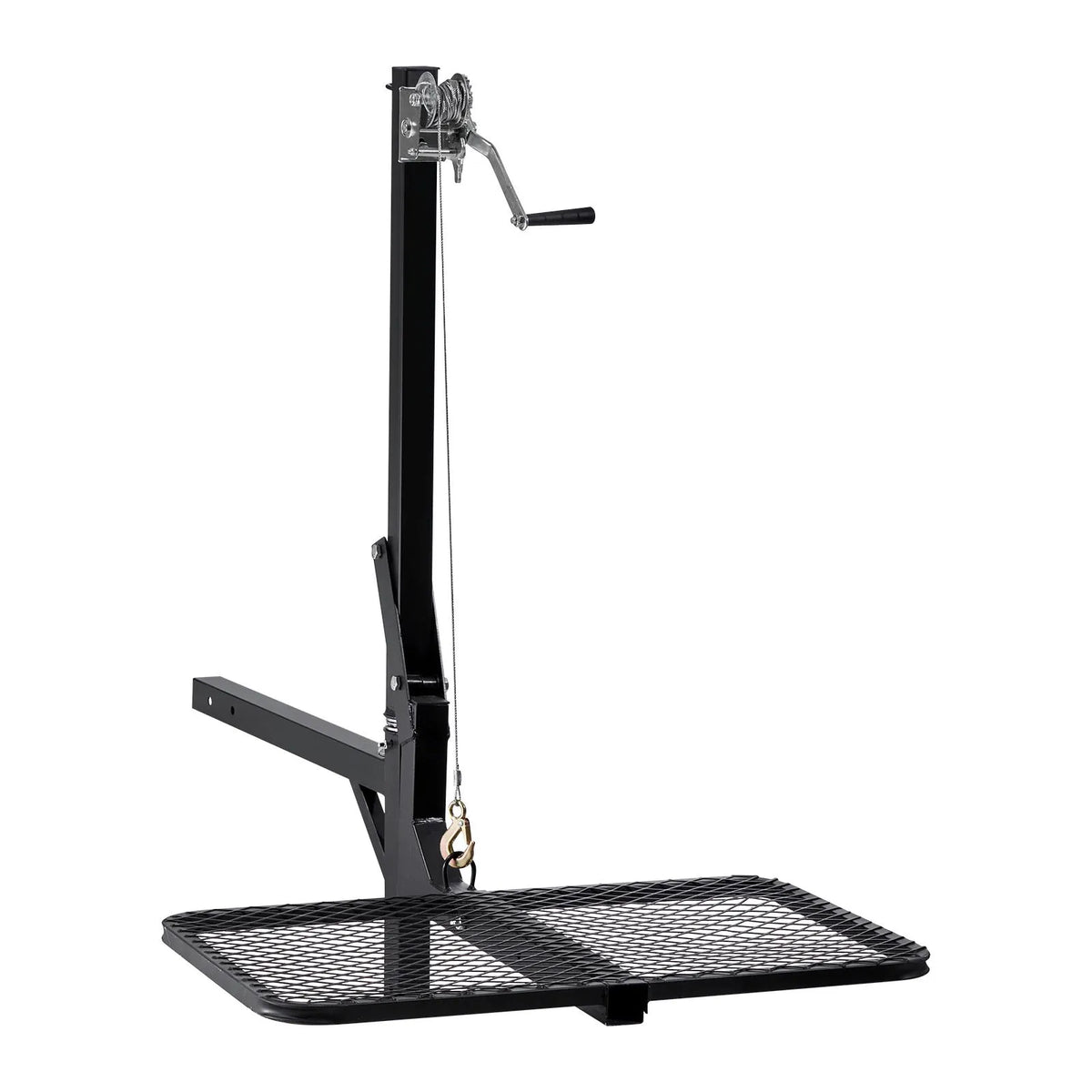 VEVOR piekabes medījuma pacēlājs ar platformu un vinčas sistēmu 136 kg, salokāms medījuma pacēlājs ar 360° rotējošu asi un 50 mm stiprinājumu medījuma pārvietošanai