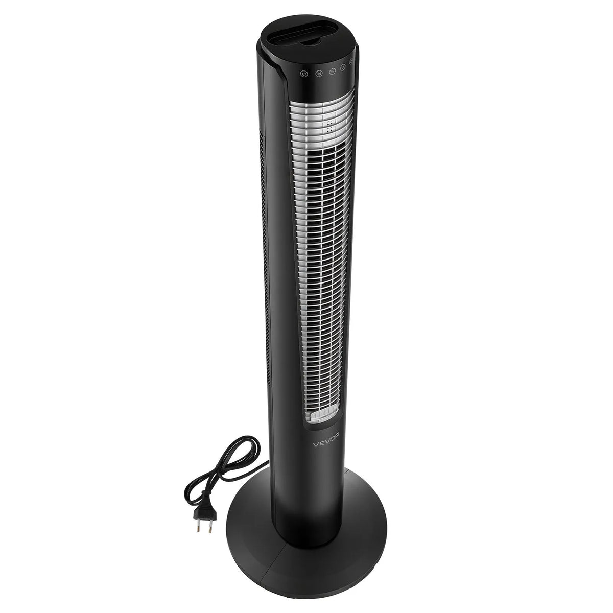 VEVOR torņa ventilators ar 70° oscilāciju, 3 ātrumi, 4 režīmi un 12 stundu taimeris, gaisa plūsmas ātrums 5,3 m/s, jaudīga grīdas gaisa cirkulācija guļamistabai, viesistabai, mājai un birojam, melns - ZEMLETES.LV