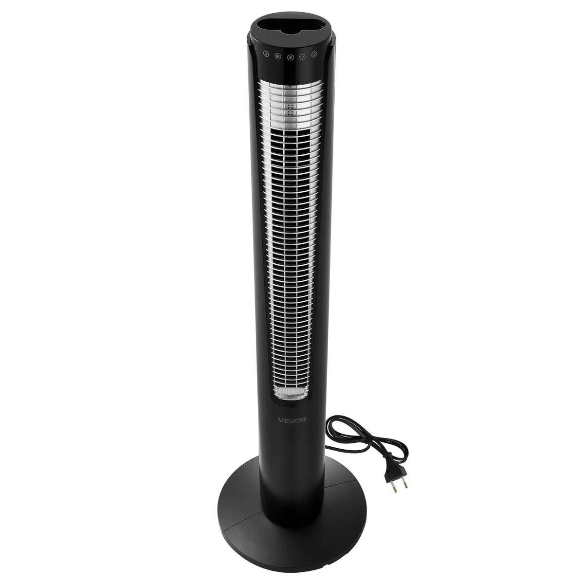 VEVOR torņa ventilators ar 70° oscilāciju, 3 ātrumi, 4 režīmi un 12 stundu taimeris, gaisa plūsmas ātrums 5,3 m/s, jaudīga grīdas gaisa cirkulācija guļamistabai, viesistabai, mājai un birojam, melns - ZEMLETES.LV