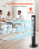 VEVOR torņa ventilators ar 70° oscilāciju, 3 ātrumi, 4 režīmi un 12 stundu taimeris, gaisa plūsmas ātrums 5,3 m/s, jaudīga grīdas gaisa cirkulācija guļamistabai, viesistabai, mājai un birojam, melns - ZEMLETES.LV
