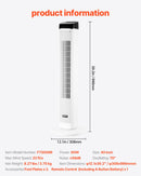 VEVOR 99 cm oscilējošais torņventilators ar 9 stundu taimeri, 6,7 m/s, tālvadības pults vadība