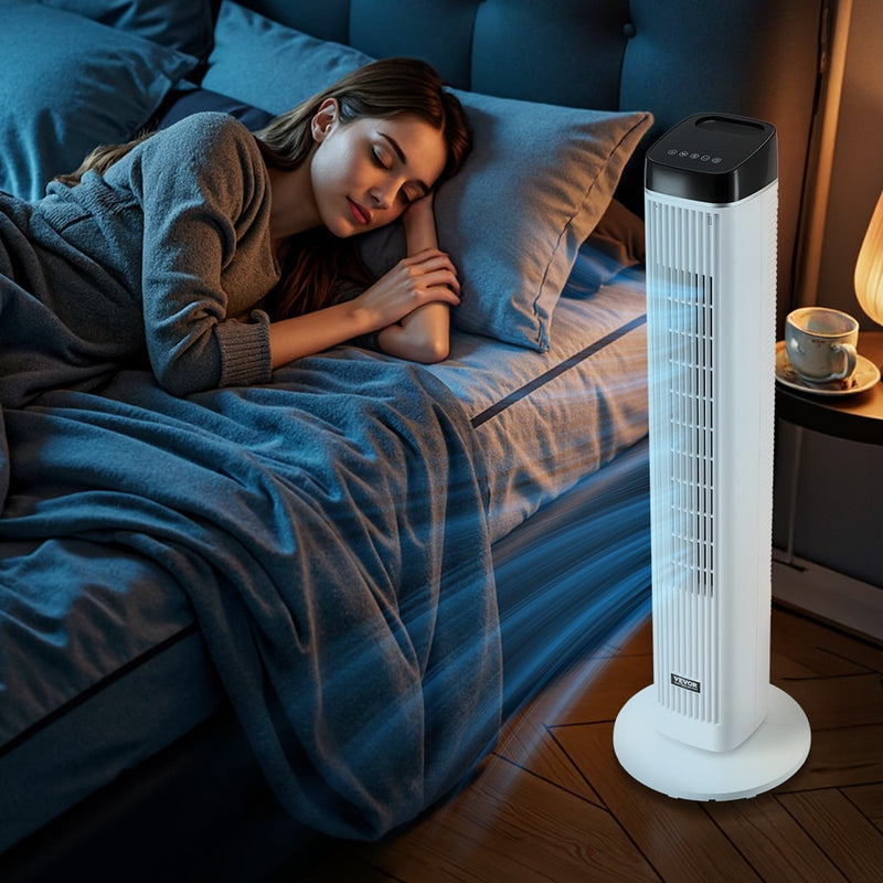 VEVOR 99 cm oscilējošais torņventilators ar 9 stundu taimeri, 6,7 m/s, tālvadības pults vadība