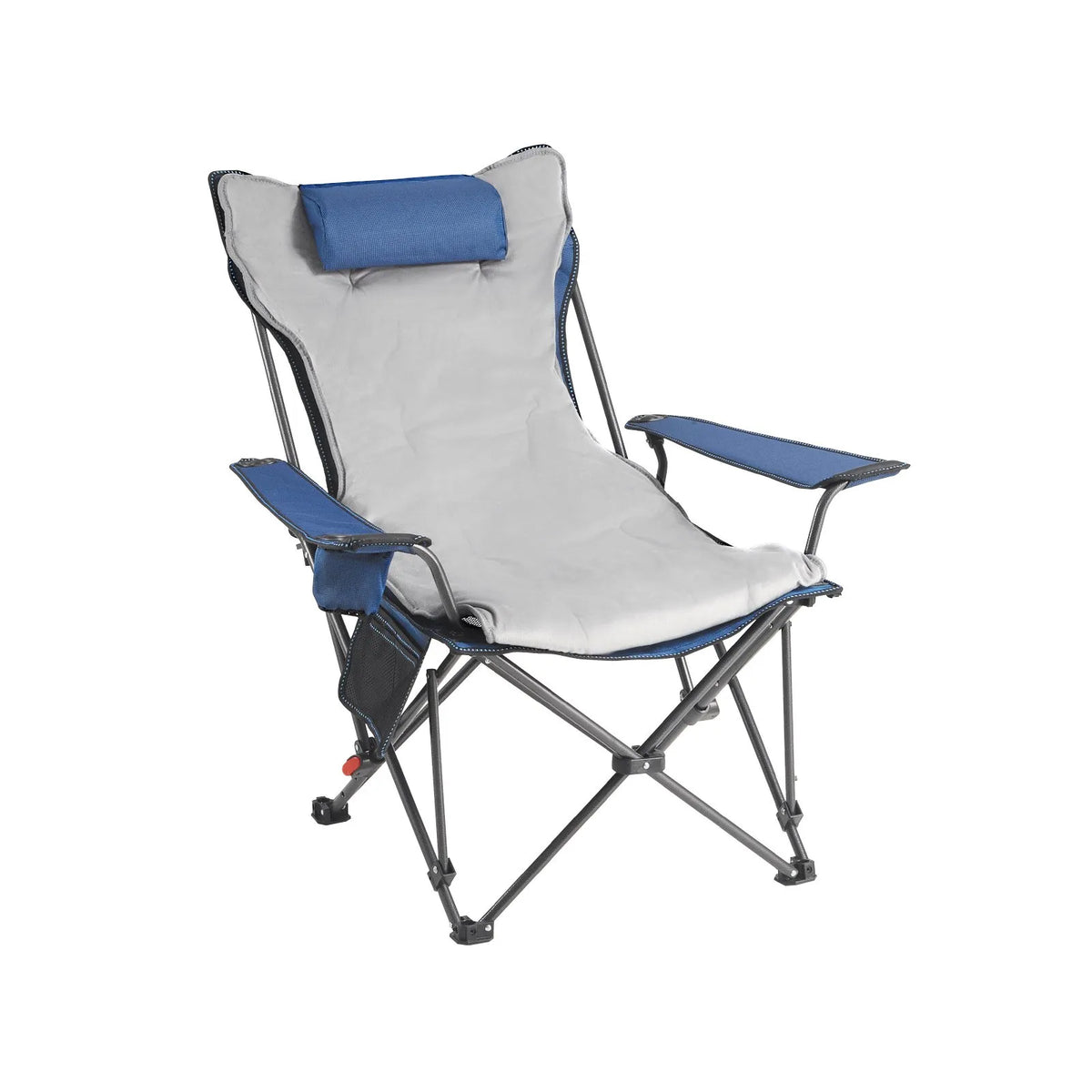 VEVOR Camping Relaxation Chair with 4 Adjustable Positions, Foldable and Portable Reclining Chair for Adults with Footrest and Soft Cushion, Durable up to 100 kg, Suitable for Terrace or Beach, Blue