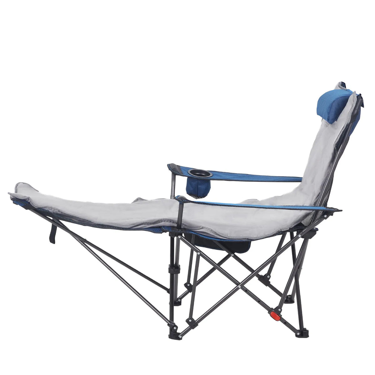 VEVOR Camping Relaxation Chair with 4 Adjustable Positions, Foldable and Portable Reclining Chair for Adults with Footrest and Soft Cushion, Durable up to 100 kg, Suitable for Terrace or Beach, Blue
