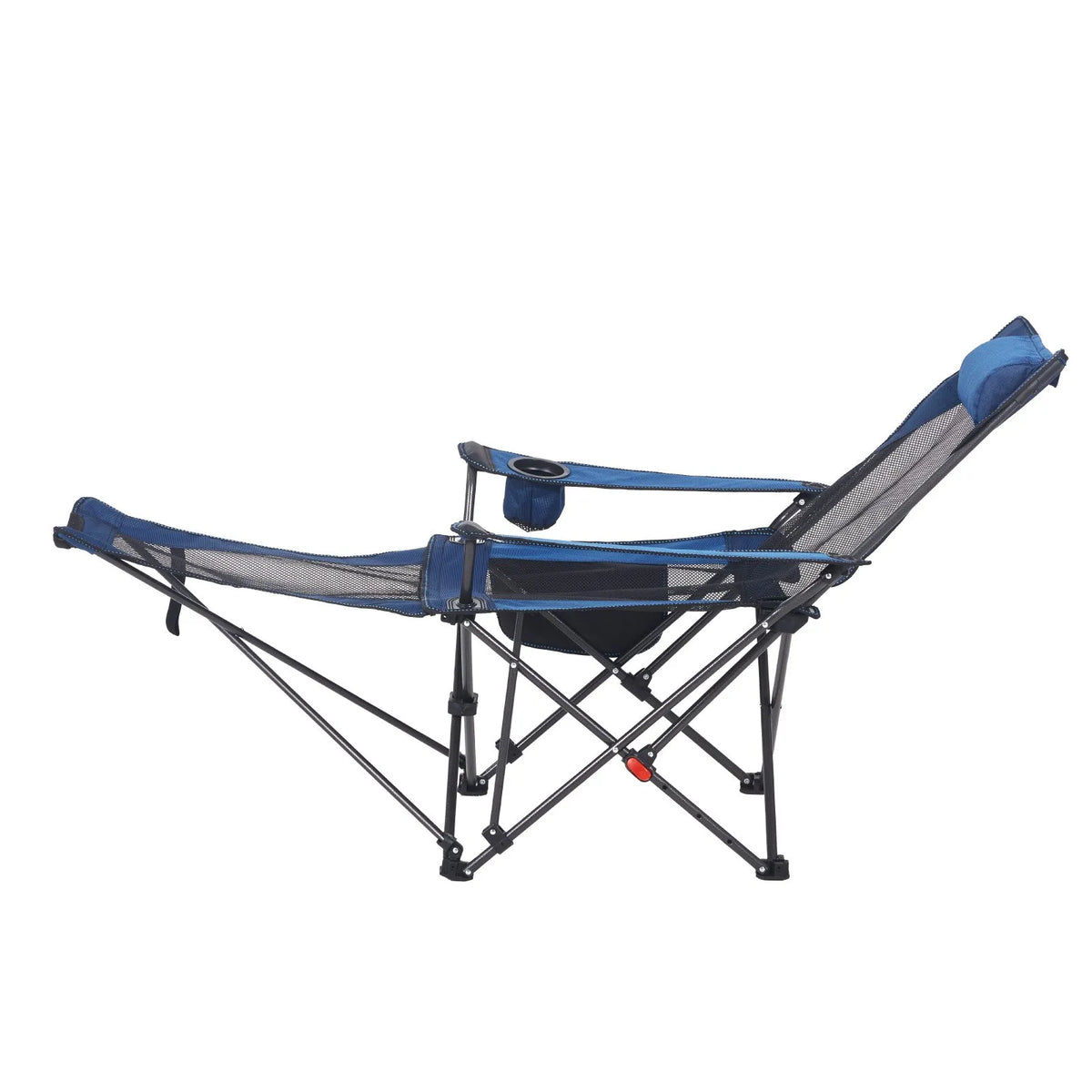 VEVOR Camping Relaxation Chair with 4 Adjustable Positions, Foldable and Portable Reclining Chair for Adults with Footrest and Soft Cushion, Durable up to 100 kg, Suitable for Terrace or Beach, Blue