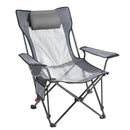 VEVOR regulējams kempinga krēsls ar atzveltni, 4 pozīcijas, salokāms atpūtas krēsls pieaugušajiem, pludmales krēsls ar sieta audumu, galvas balstu un kāju balstu, maksimālā slodze 100 kg, pelēks