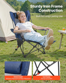 Atpūtas kempinga krēsls ar 4 regulējamām pozīcijām, salokāms un pārnēsājams krēsls pieaugušajiem ar galvas un kāju balstu, izturīgs līdz 100 kg, smagās klases krēsls terasei vai pludmalei, zils