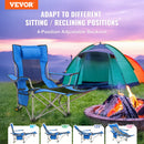 VEVOR salokāms kempinga krēsls ar regulējamu atzveltni (4 pozīcijas), kāju balstu, galvas balstu, krūzes turētāju un sānu kabatu, maksimālā slodze 150 kg, piemērots kempingam, makšķerēšanai un āra atpūtai