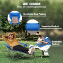 VEVOR salokāms kempinga krēsls ar regulējamu atzveltni (4 pozīcijas), kāju balstu, galvas balstu, krūzes turētāju un sānu kabatu, maksimālā slodze 150 kg, piemērots kempingam, makšķerēšanai un āra atpūtai