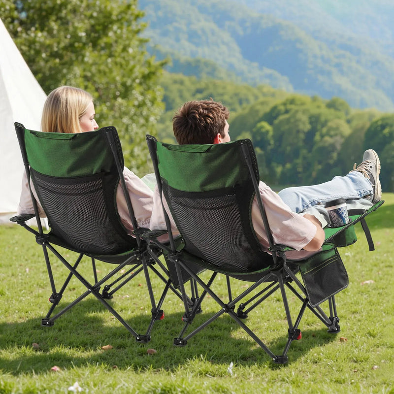 VEVOR Regulējams kempinga krēsls ar atzveltni, 4 pozīcijas, salokāms atpūtas krēsls pieaugušajiem, pludmales krēsls ar sieta audumu, galvas balstu un kāju balstu, maksimālā slodze 100 kg, zaļš