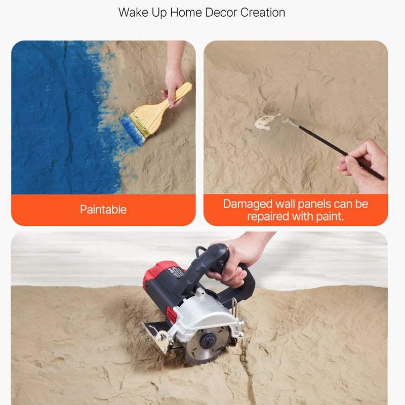 VEVOR 3D sienas paneļi, 4 gab., PU dabīgā akmens imitācijas dizains, 1200 × 600 mm, kopējais pārklājums 2,97 m², akcenta sienas dekors interjeram griestiem, guļamistabai, viesistabai un spēļu telpai, akmens dzeltenā krāsā